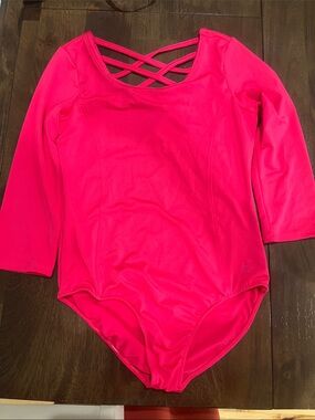 Girls XL Future Star Dance Gymnastics Hot Pink Crisscross Back Leotard